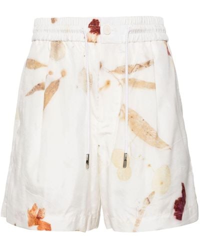 Feng Chen Wang Printed Silk Shorts - Men's - Polyester/silk - White