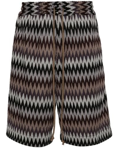 Song For The Mute Black Chevron-knit Elasticated-waist Shorts
