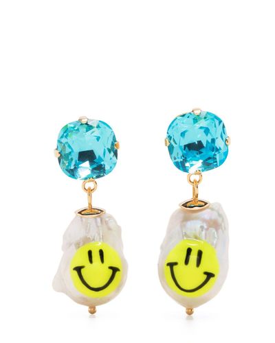 Joolz by Martha Calvo Be Happy Pearl And Crystal Earrings - Blue