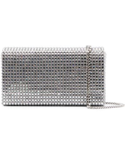AMINA MUADDI Paloma Crystal-embellished Clutch Bag - Gray
