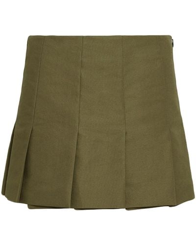 Prada Pleated Canvas Mini Skirt - Green
