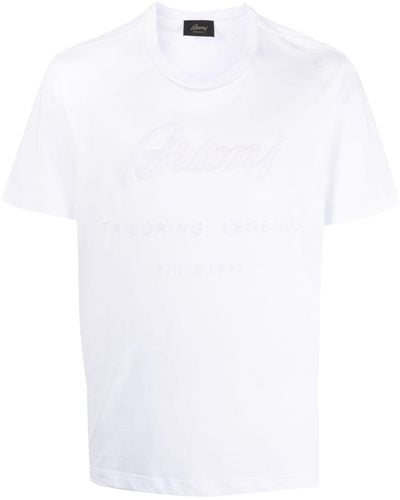 Brioni Logo-appliqué Cotton T-shirt - White