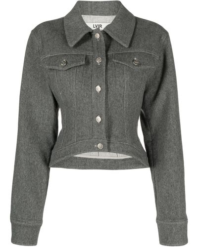 LVIR Single-breasted Cropped Jacket - Women's - Wool/cotton/nylon/polyurethane - Grey