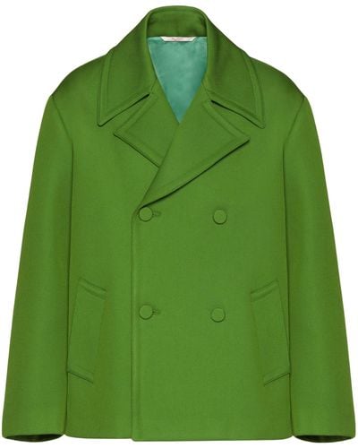 Valentino Garavani Double-breasted Virgin-wool Coat - Green
