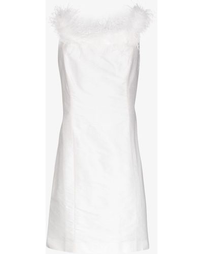 RIXO London Lena Feather Trim Mini Dress - Women's - Triacetate/viscose/polyester - White