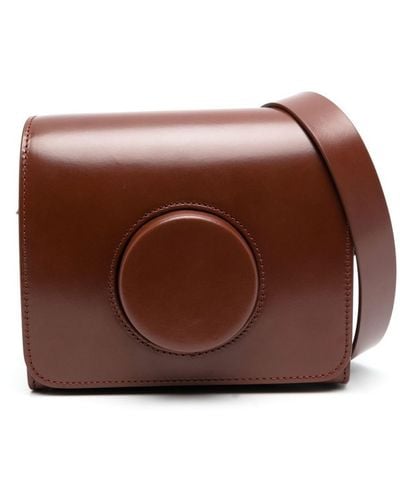 Lemaire Camera Leather Shoulder Bag - Unisex - Calf Leather/cotton - Brown