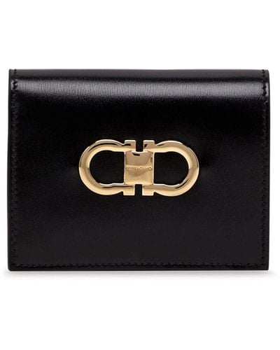 Ferragamo Gancini Leather Wallet - Women's - Calfskin/fabric - Black