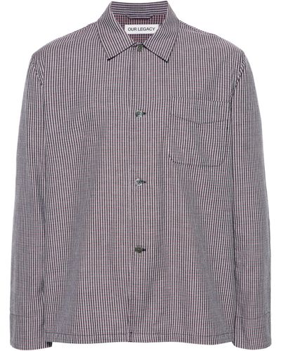Our Legacy Box Checked Long-sleeve Shirt - Purple