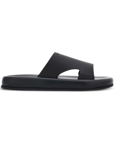 Ferragamo Cut-out Leather Slides - Black