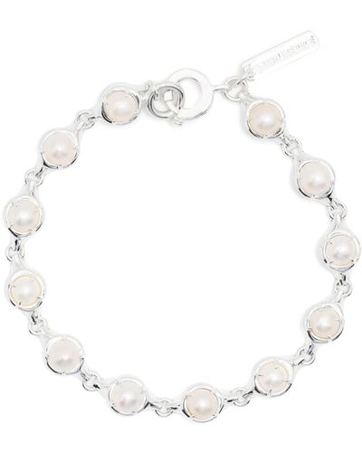 SWEETLIMEJUICE Sterling Silver Noca Pearl Bracelet - White