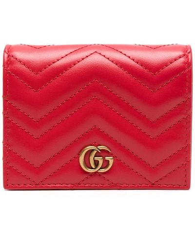 Gucci GG Marmont Quilted Leather Card Holder - Red