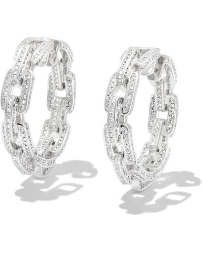 SHAY 18k White Gold Diamond Deco Link Hoop Earrings - Women's - Diamond/18kt White Gold