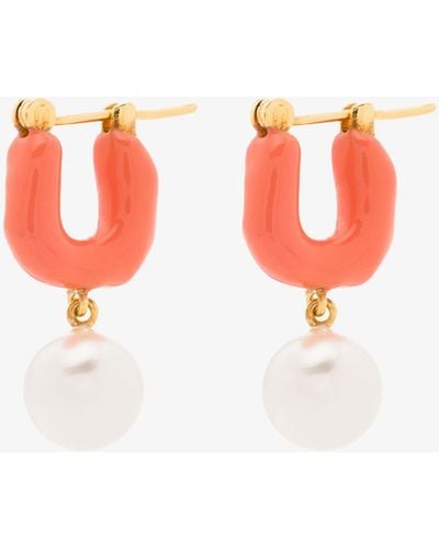 Joanna Laura Constantine Gold Tone Waves Mini Hoop Earrings - Orange
