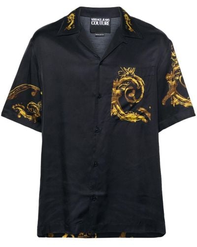 Versace Baroccoflage-print Satin Shirt - Men's - Viscose - Black