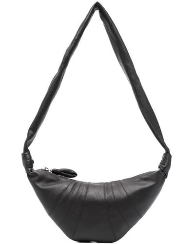Lemaire Croissant Small Leather Shoulder Bag - Unisex - Grained Leather/cotton - Black