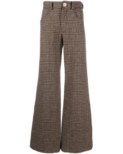 BETHANY WILLIAMS Houndstooth Wool Flared Pants - Brown