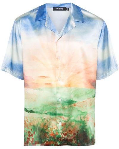 NAHMIAS Summerland Sunset Silk Shirt - Blue