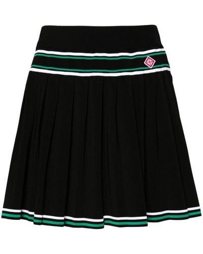 Casablanca Knitted Pleated Miniskirt - Black