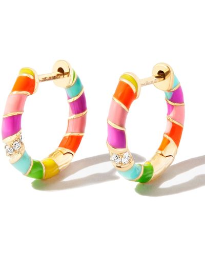 Yvonne Léon 9k Yellow Rainbow Stripe Diamond Hoop Earrings - Metallic