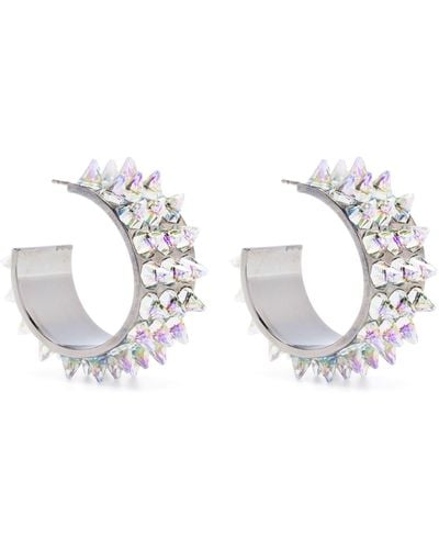 AMINA MUADDI Karma Crystal-embellished Hoop Earrings - White
