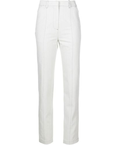 LVIR Blue Contrast-stitching Straight-leg Jeans - White