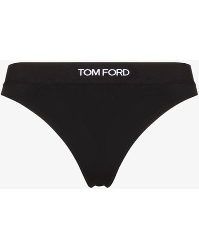 Tom Ford Logo Jacquard Thong - Black