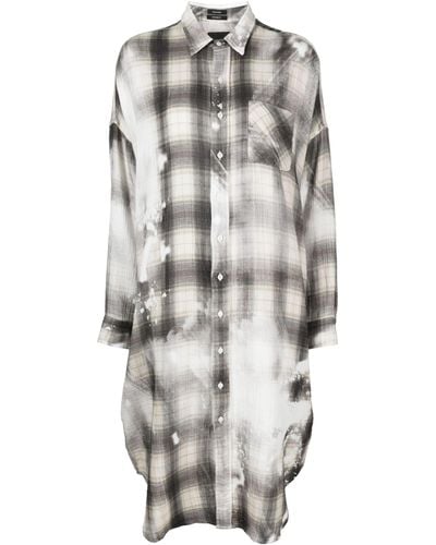 R13 Grey Bleached-effect Cotton Shirt Dress