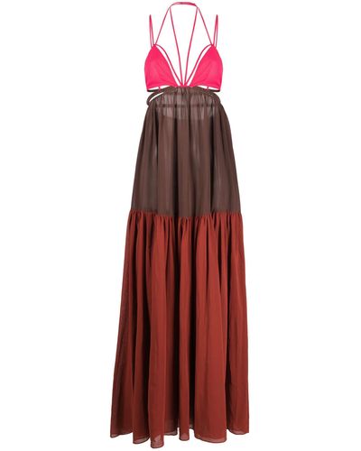 Nensi Dojaka Strappy Paneled Maxi Dress - Women's - Cotton - Red