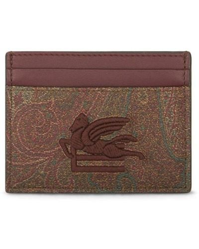 Etro Paisley-Print Embroidered Cardholder - Brown