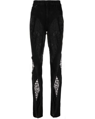 Mugler Spiral Mesh-panelled Skinny Jeans - Women's - Elastane/cotton - Black