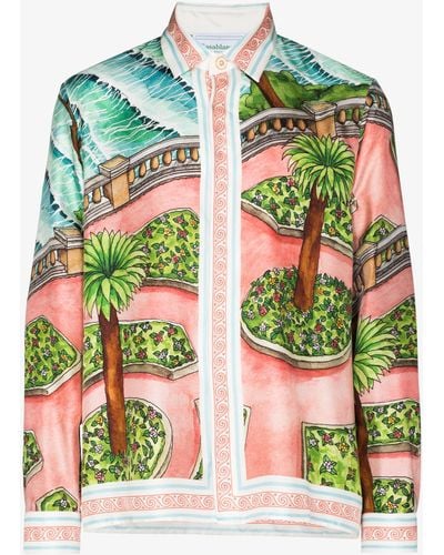 Casablancabrand X Browns 50 Lake Garden Silk Shirt - Men's - Silk - Pink