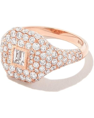 SHAY 18k Rose Gold Diamond Signet Ring - Women's - Diamond/18kt Rose Gold - Pink
