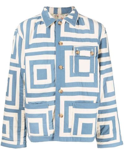 Bode White House Steps Quilted Jacket - Blue