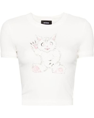 we11done Doodle Monster Short-sleeve T-shirt - Women's - Polyurethane/cotton - White
