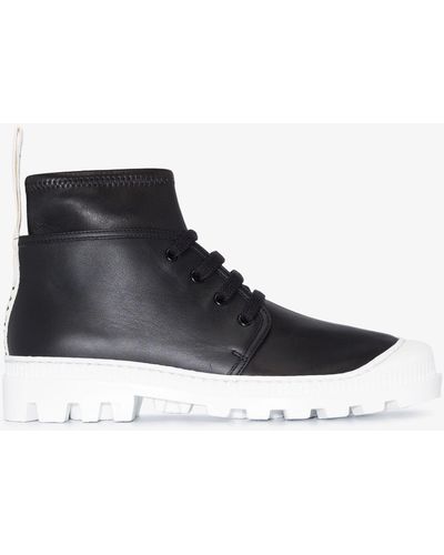 Loewe Stretch Leather Combat Boots - Women's - Leather/rubber/fabric - Black