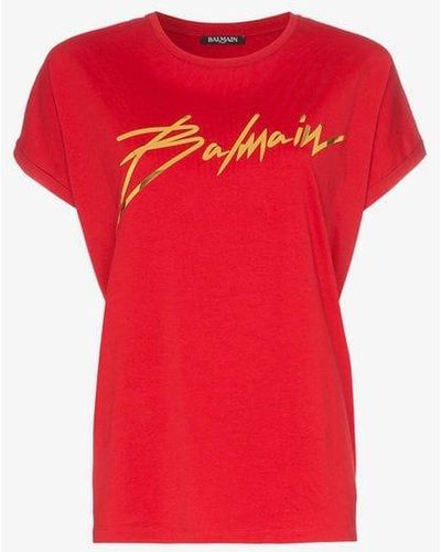 Balmain Foil Logo T-shirt - Red