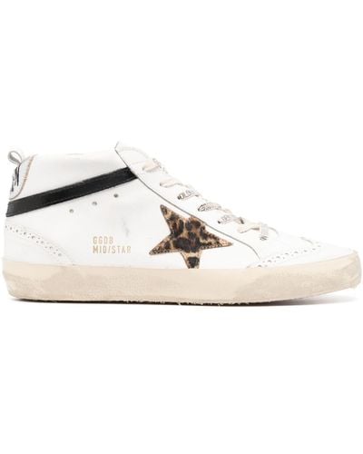 Golden Goose Mid-star Leather Sneakers - Women's - Calf Leather/rubber/fabric/fabric - White