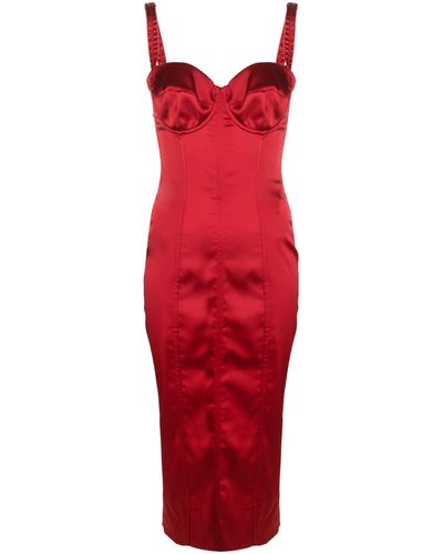 Dolce & Gabbana Sweetheart-neck Corset-style Midi Dress - Red