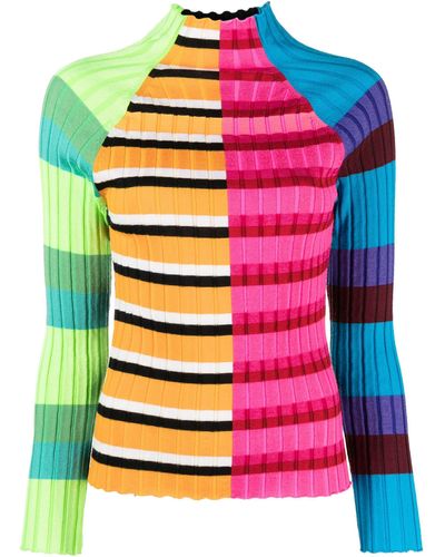 Christopher John Rogers Multicolor Striped Ribbed Top - Pink