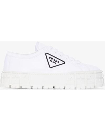 Prada Double Wheel Recycled-nylon Low-top Trainers - White