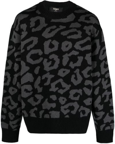 J.Lindeberg Olive Leopard-pattern Sweater - Black