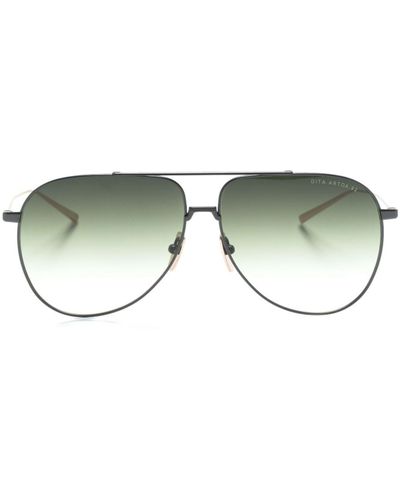 Dita Eyewear Black Pilot Frame Sunglasses - Unisex - Metal - Green