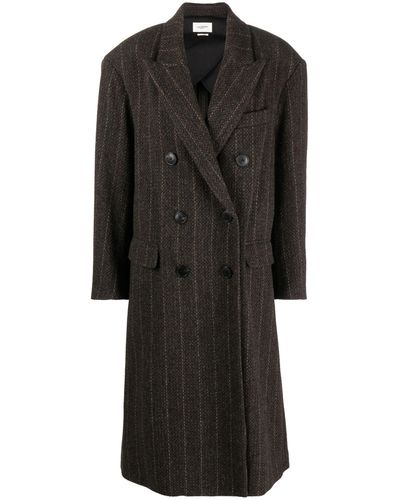 Isabel Marant Mid-length Pinstripe Coat - Black