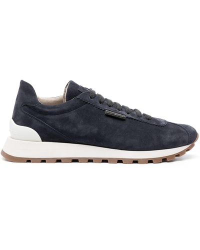 Brunello Cucinelli Lace-up Suede Trainers - Blue
