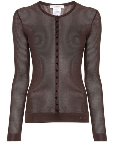 Lemaire Buttoned Ribbed Top - Brown