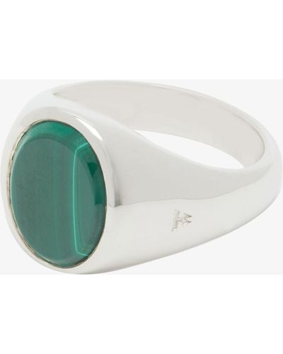 Tom Wood Sterling Lizzie Malachite Signet Ring - Green