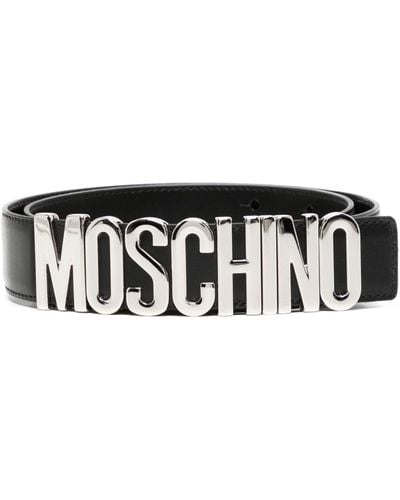 Moschino Logo-lettering Leather Loafers - Black