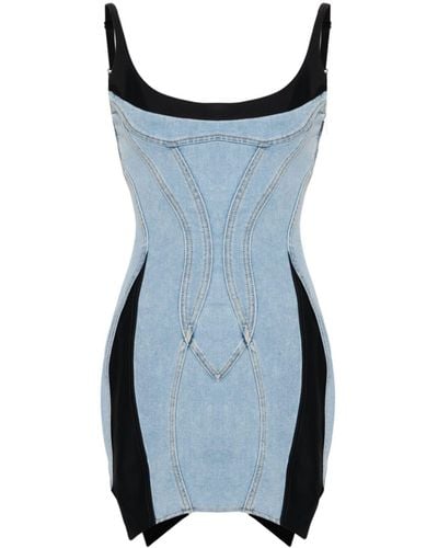Mugler Spiral Denim Dress - Blue
