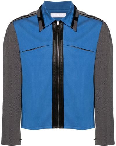 Kiko Kostadinov Ugo Paneled Shirt Jacket - Men's - Tm/wool/polyester/elastanecottoncottonviscose - Blue