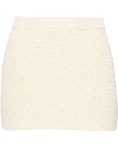 AYA MUSE Neutral Kivu Ribbed-knit Mini Skirt - Women's - Cotton/polyamide - Natural